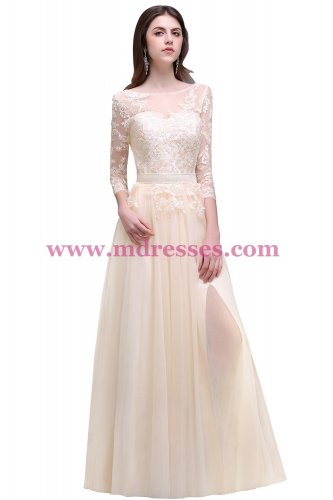 A-Line 3/4 Length Sleeve Lace Prom Dresses Party Evening Gowns 289
