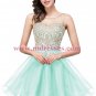 A-Line Illusion Neckline Gold Lace Appliques Short Prom Dresses Party Evening Gowns 290