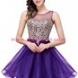 A-Line Illusion Neckline Gold Lace Appliques Short Prom Dresses Party Evening Gowns 290