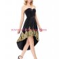 High Low Sweetheart Short Black Gold Lace Appliques Prom Dresses Party Evening Gowns 291