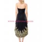 High Low Sweetheart Short Black Gold Lace Appliques Prom Dresses Party Evening Gowns 291
