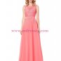 A-Line Illusion Neckline Lace Chiffon Prom Dresses Party Evening Gowns 294