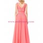 A-Line Illusion Neckline Lace Chiffon Prom Dresses Party Evening Gowns 294
