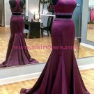 Mermaid Two Pieces Beaded Long Purple Prom Dresses Party Evening Gowns 301