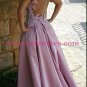 A-Line Illusion Neckline Lace and Satin Long Prom Dresses Party Evening Gowns 310
