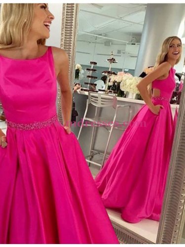 A-Line Beaded Long Prom Dresses Party Evening Gowns 315