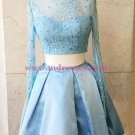 Two Pieces Long Sleeves Lace Satin Short Prom Dresses Party Evening Gowns 316 Two Pieces Long Sleeves Lace Satin Short Prom Dresses Party Evening Gowns 316