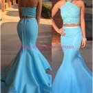 Long Blue Mermaid Halter Two Pieces Prom Dresses Party Evening Gowns 319 Long Blue Mermaid Halter Two Pieces Prom Dresses Party Evening Gowns 319
