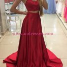 Two Pieces Long Red Prom Dresses Party Evening Gowns 321