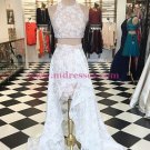 High Low Two Pieces White Lace Prom Dresses Party Evening Gowns 326 High Low Two Pieces White Lace Prom Dresses Party Evening Gowns 326