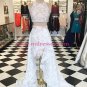 High Low Two Pieces White Lace Prom Dresses Party Evening Gowns 326