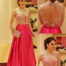 A-Line Jewel Neckline Prom Dresses Party Evening Gowns 330