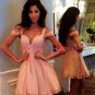 Short Pink Off-the-Shoulder Homecoming Cocktail Prom Dresses 334