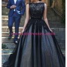 Long Black Lace Prom Dresses Party Evening Gowns 336