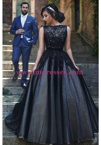 Long Black Lace Prom Dresses Party Evening Gowns 336