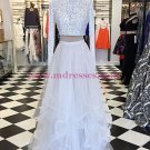 High Neck Long Sleeves Lace and Tulle Two Pieces Prom Dresses Party Evening Gowns 340 High Neck Long Sleeves Lace and Tulle Two Pieces Prom Dresses Party Evening Gowns 340