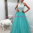 Halter Lace and Tulle Long Prom Dresses Party Evening Gowns 346 Halter Lace and Tulle Long Prom Dresses Party Evening Gowns 346
