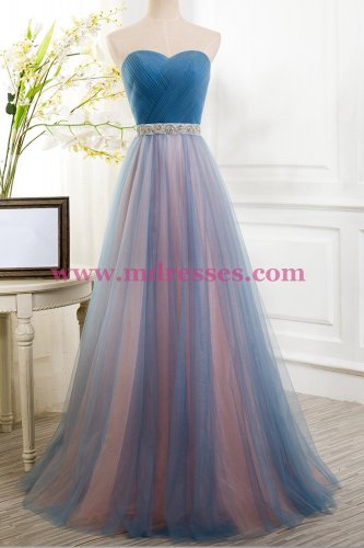 A-Line Tulle Long Prom Dresses Party Evening Gowns 356