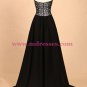A-Line Sweetheart Beaded Long Black Prom Dresses Party Evening Gowns 359