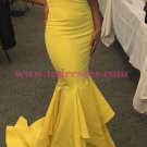 Mermaid Long Yellow Off-the-Shoulder Prom Dresses Party Evening Gowns 360