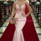 Long Pink Illusion Neckline Lace Mermaid Prom Dresses Party Evening Gowns 361 Long Pink Illusion Neckline Lace Mermaid Prom Dresses Party Evening Gowns 361