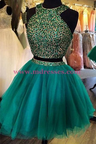 Two Pieces Beaded Short Homecoming Cocktail Prom Dresses 365