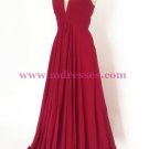A-Line Long Red Chiffon Prom Dresses Party Evening Gowns 390