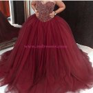 Ball Gown Sweetheart Burgundy Beaded Tulle Prom Dresses Party Evening Gowns 399 Ball Gown Sweetheart Burgundy Beaded Tulle Prom Dresses Party Evening Gowns 399