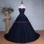 Long Blue Sweetheart Beaded Lace Prom Dresses Party Evening Gowns 402