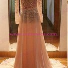 A-Line Long Sleeves Beaded Backless Prom Dresses Party Evening Gowns 411