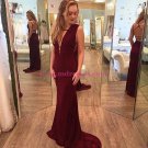 Sexy Long Burgundy Chiffon Prom Dresses Party Evening Gowns 412