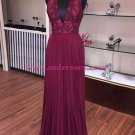 Burgundy Halter V-Neck Lace Prom Dresses Party Evening Gowns 415 Burgundy Halter V-Neck Lace Prom Dresses Party Evening Gowns 415