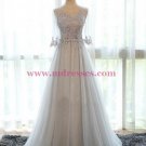 A-Line Illusion Neckline 3/4 Length Sleeves Prom Dresses Party Evening Gowns 425 A-Line Illusion Neckline 3/4 Length Sleeves Prom Dresses Party Evening Gowns 425