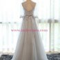 A-Line Illusion Neckline 3/4 Length Sleeves Prom Dresses Party Evening Gowns 425