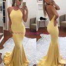 Long Yellow Halter Mermaid Prom Dresses Party Evening Gowns 431
