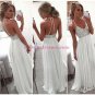 Long White Spaghetti Straps Chiffon Prom Dresses Party Evening Gowns 443