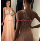 A-Line One-Shoulder Beaded Lace Chiffon Prom Dresses Party Evening Gowns 444 A-Line One-Shoulder Beaded Lace Chiffon Prom Dresses Party Evening Gowns 444