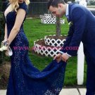 Long Blue Mermaid Lace Open Back Prom Dresses Party Evening Gowns 473 Long Blue Mermaid Lace Open Back Prom Dresses Party Evening Gowns 473