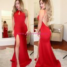 Sexy Long Red Backless Prom Dresses Party Evening Gowns 479