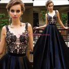 A-Line Long Black Lace Prom Dresses Party Evening Gowns 487