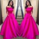 A-Line Off-the-Shoulder Long Prom Dresses Party Evening Gowns 495