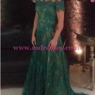 Long Green Lace Off-the-Shoulder Prom Dresses Party Evening Gowns 498