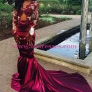 Sexy Long Sleeves Lace Mermaid Prom Dresses Party Evening Gowns 499