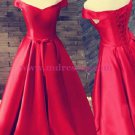 Long Red Off-the-Shoulder Prom Dresses Party Evening Gowns 500