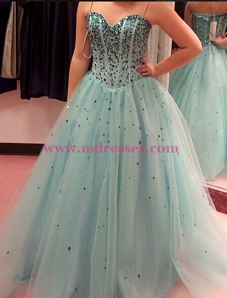 Ball Gown Beaded Tulle Prom Dresses Party Evening Gowns 504