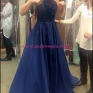 A-Line Beaded Halter Long Blue Prom Dresses Party Evening Gowns 507 A-Line Beaded Halter Long Blue Prom Dresses Party Evening Gowns 507