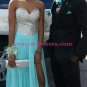 Long Blue Beaded Sequins Chiffon Prom Dresses Party Evening Gowns 521
