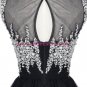 Short/Mini Illusion Neckline Beaded Black Homecoming Cocktail Prom Dresses 523