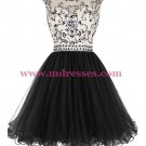Short Black Beaded Homecoming Cocktail Prom Dresses 525