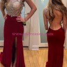 Long Burgundy Beaded Open Back Prom Dresses Party Evening Gowns 526 Long Burgundy Beaded Open Back Prom Dresses Party Evening Gowns 526